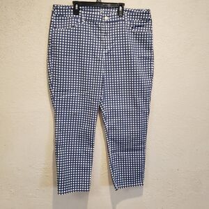 Chicos Womens So Slimming Brigitte Ankle Pants 3 Blue Plaid Pull On